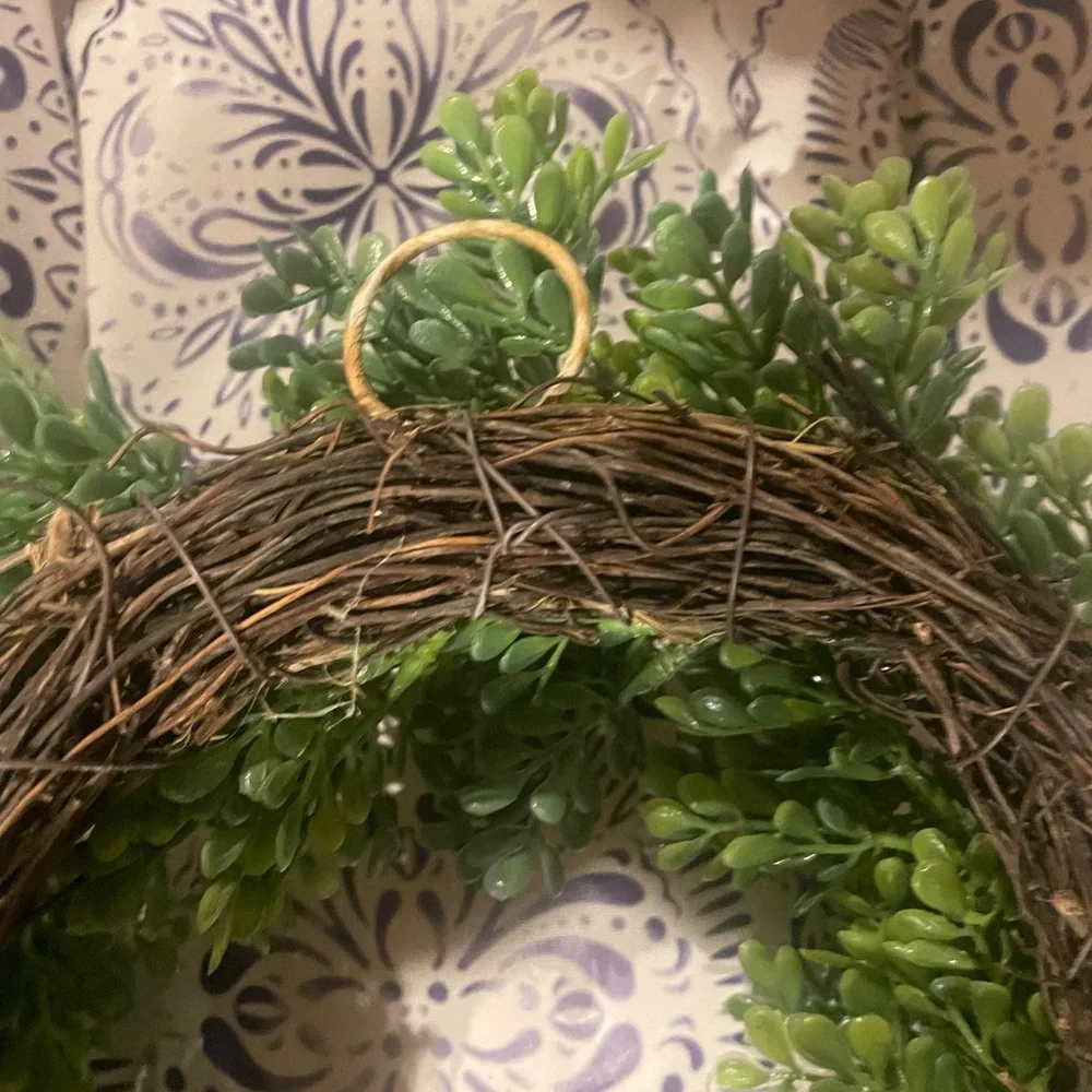 Set of 2 Artificial boxwood lifelike Wreaths 12” round w/ hanger